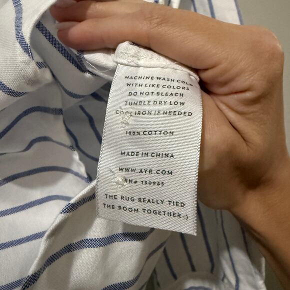 AYR Deep End Button Down Shirt Striped Blue Lagoon - Picture 4 of 5